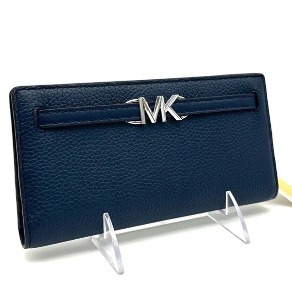 Michael Kors Reed Large Snap Bifold Wallet Navy Blue - Picture 4 of 6